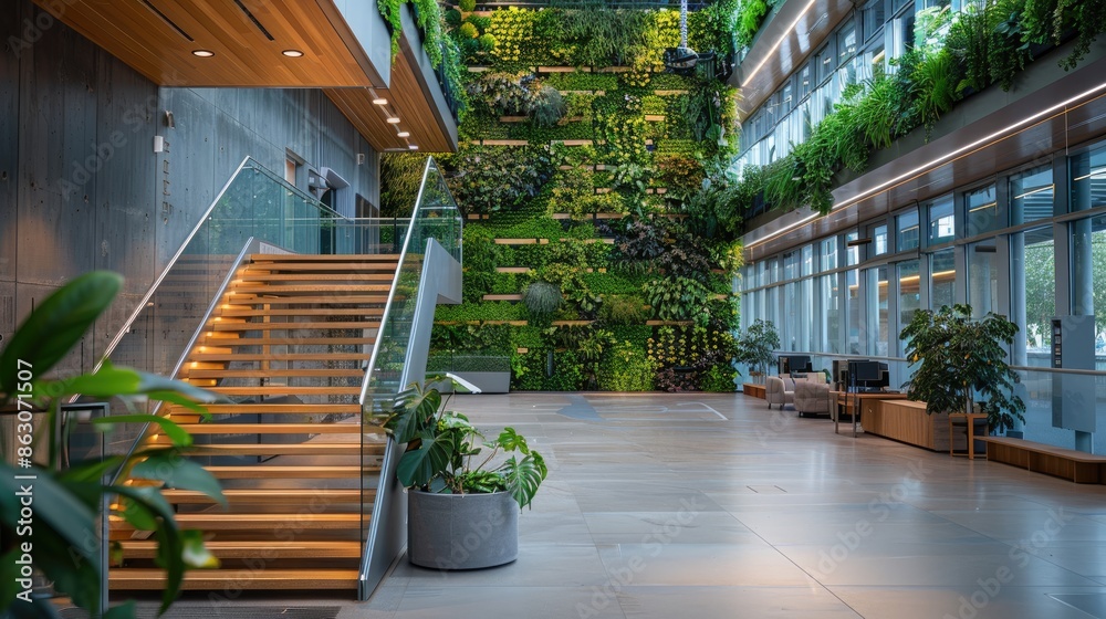 Visual Reference: Modern Indoor Vertical Garden In An Office Building Showcasing