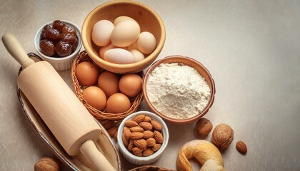 Wall Mural - Baking ingredients for homemade pastry
