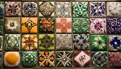 Colorful decorative tiles with intricate patterns