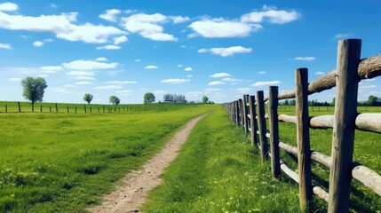 Canvas Print - landscape with fence