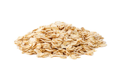 Wall Mural - pile of oatmeal isolated on white background