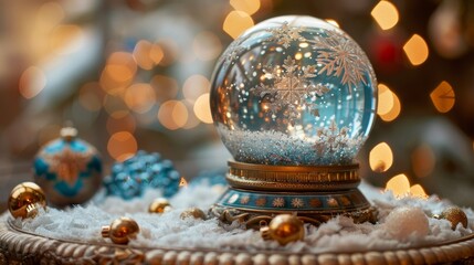 Wall Mural - A charming Snow Globe featuring charming snowflakes and dazzling balls