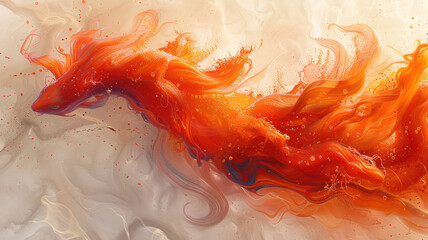 Wall Mural - Abstract fiery fox made of swirling colors