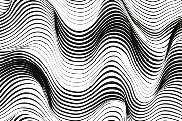 Poster - Black and white simple wavy pattern, vector illustration, flat design, white background, monochrome