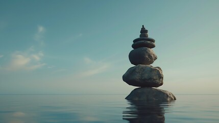Poster - Mindful Balance Scenes that represent a mindful balance between various aspects of life such as work and relaxation These images can appeal to viewers seeking a sense of equilibrium : Generative AI
