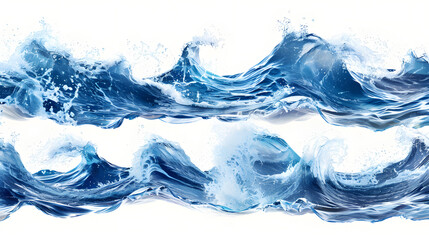 Wall Mural - set of water waves, isolated on isolated on white background, text area, png