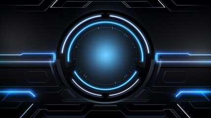 Poster - Futuristic Technology Background with Blue Glowing Circle and Abstract Lines