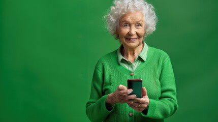 Sticker - The elderly woman using smartphone