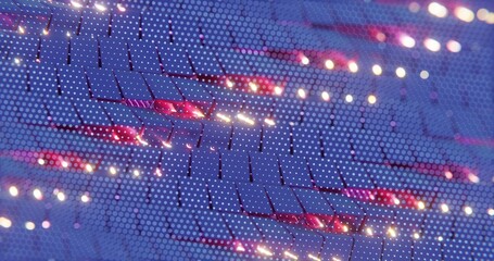 Poster - 3D Abstract Render of Blue and Red Cubes with Dot Pattern - Futuristic Geometric Design