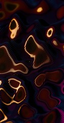 Poster - 3D Abstract Render of Glowing Wavy Lines - Futuristic Geometric Design