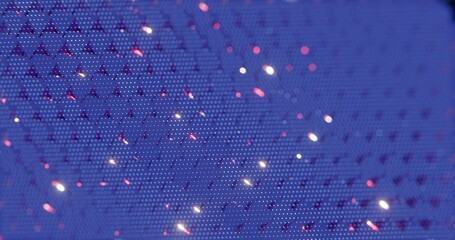 Poster - 3D Abstract Render of Blue and Red Cubes with Dot Pattern - Futuristic Geometric Design