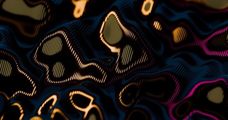 Poster - 3D Abstract Render of Glowing Wavy Lines - Futuristic Geometric Design