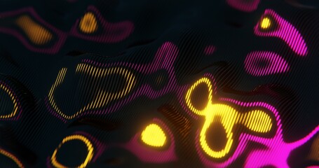 Poster - 3D Abstract Render of Glowing Wavy Lines - Futuristic Geometric Design