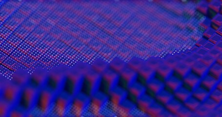 Poster - 3D Abstract Render of Blue Cubes with Dot Pattern - Futuristic Geometric Design