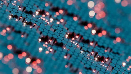 Poster - Abstract 3D Hexagonal Grid with Glowing Highlights..