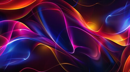 Wall Mural - Abstract background with flowing neon lines, waves, and curves. Concept of energy, movement, technology, and dynamism.