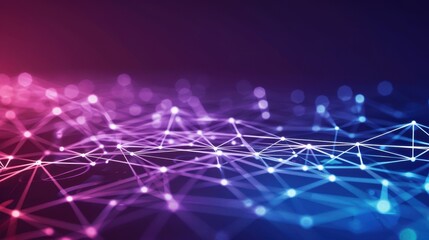 Leinwandbilder - Digital network concept with abstract connection lines and glowing nodes. Futuristic technology background for tech, AI, and data communication.