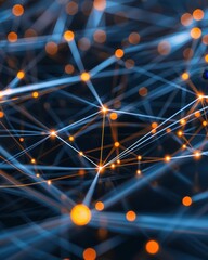Aufkleber - Abstract network connections with glowing nodes, representing technology and data communication.