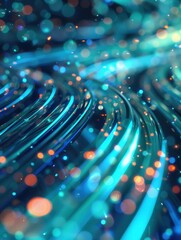 Poster - Abstract image of glowing light trails and bokeh effects, creating a dynamic and colorful visual representation of motion and energy.