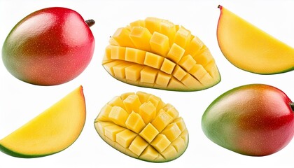Wall Mural - Mangos collection on isolated transparent background