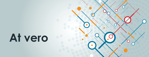 Leinwandbilder - Internet technology construction. Color banner graphic background. Circles and dots connections design. Vector illustration