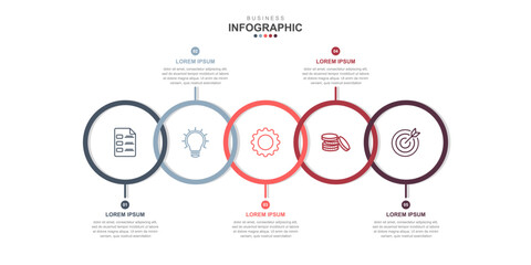 Wall Mural - infographic elements template, business concept with 5 steps, workflow layout, icons, diagram, repor