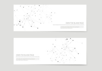 Wall Mural - Vector cover brochures with connect lines and dots. Banner template for technology. Modern network science design
