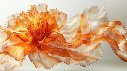 Wall Mural -  An orange and white flower with a hazy image of the same on a white backdrop