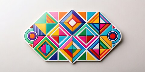 Wall Mural - Vibrant geometric sticker with bold shapes and colors on a clean background, geometric, vibrant, pattern, sticker, bold