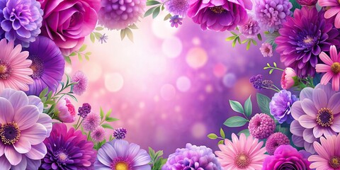 Wall Mural - Floral background with vibrant violet and pink flowers, floral, background, pattern, violet, pink, flowers, garden, blooming