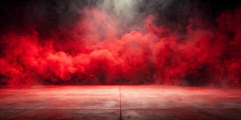 Red Smoke and Concrete Floor - Dramatic Backdrop for Product Photography