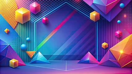 Wall Mural - Abstract presentation background with geometric shapes and vibrant colors, abstract, background, geometric, shapes, vibrant, colors