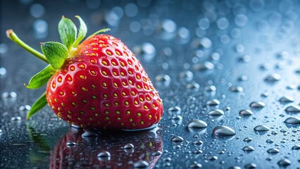 Wall Mural - Ripe strawberry splash with water droplets , vibrant, red, fruit, fresh, juicy, delicious, healthy, organic, refreshing