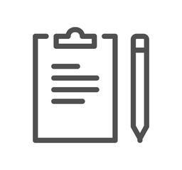 Poster - Clipboard related icon outline and linear vector.	
