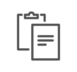 Poster - Clipboard related icon outline and linear vector.	
