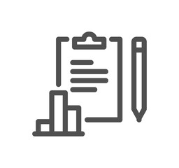 Poster - Clipboard related icon outline and linear vector.	
