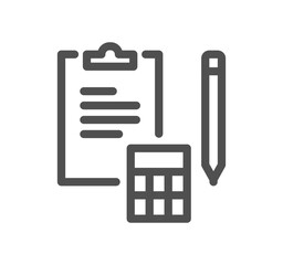 Poster - Clipboard related icon outline and linear vector.	

