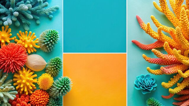 Vibrant and lively summer color palette, featuring bright shades of teal, yellow, coral, and blue, colorful, vibrant, summer, palette