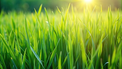 Wall Mural - Close-up of tall green grass in a field , nature, plant, agricultural, growth, outdoors, farm, texture, rural, landscape