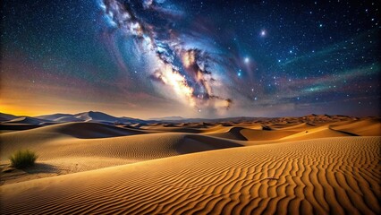 Wall Mural - Starry night in the desert with dunes , Dunes, Desert, Night sky, Stars, Sand, Landscape, Beautiful, Nature, Astronomy