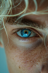 Poster - Close-up of eyes with albinism, showcasing the light pigmentation and striking eye color,