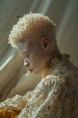 Poster - Artistic depiction of a person with albinism in a dreamy, ethereal setting,