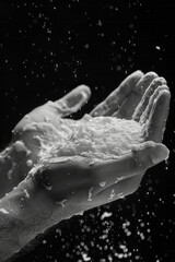 Aufkleber - Minimalist shot of foam-covered hands gently massaging hair,