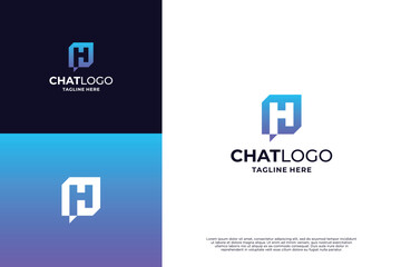 Letter H with chat logo concept