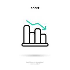 Poster - Chart thin line icon on the white background. Money, pay, payment,  cash operations, currency, exchange, savings, bank cards, currency, banking icons