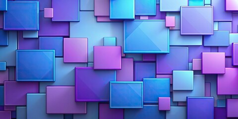 Wall Mural - Abstract geometric background with blue and purple squares and rectangles of varying sizes, abstract, geometric, background, design