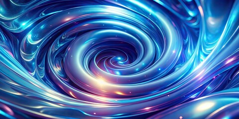 Wall Mural - Cool blue holographic swirl background with a futuristic and mesmerizing design, holographic, holo, swirl, blue, cool