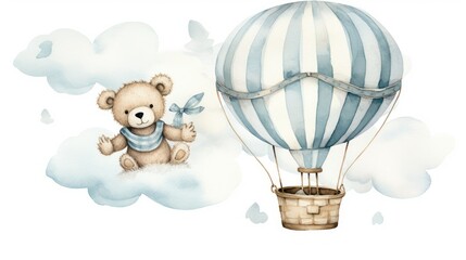 Poster - teddy bear with balloons