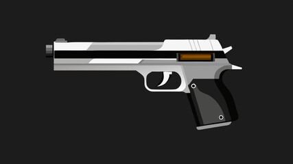 A silver and black semi-automatic handgun on a dark background