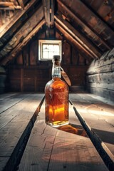 Poster - Whiskey Bottle on Wooden Table